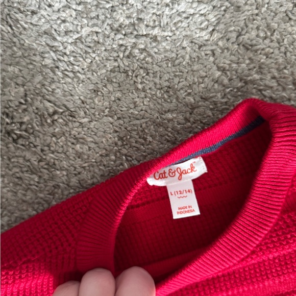 Cat & Jack boys Vibrant Red Crewneck long sleeve Sweater size youth large - Picture 5 of 6